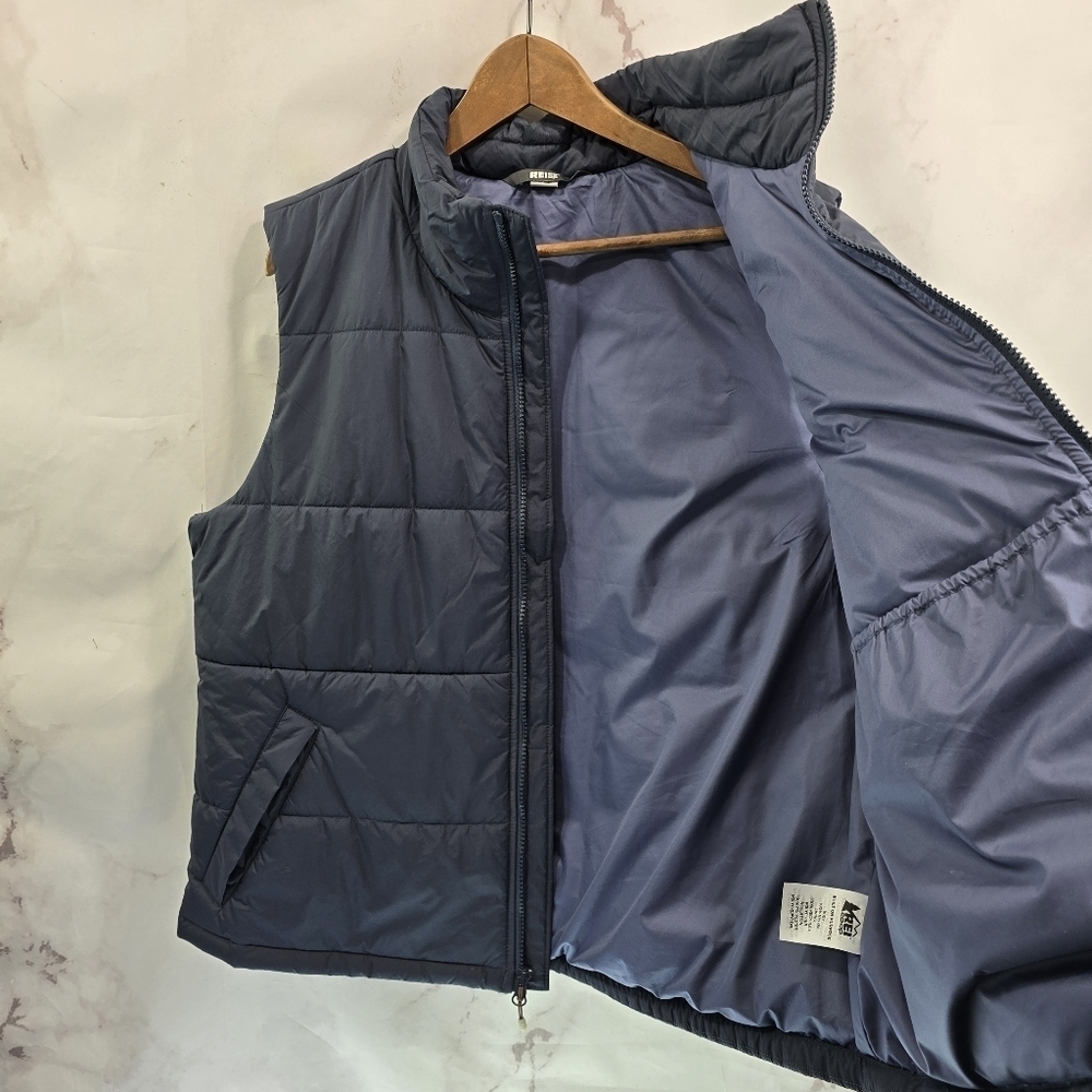 REI Co Op Vest Womens XL Blue Quilted Puffer Insulated Navy Groundbreaker - Picture 9 of 11